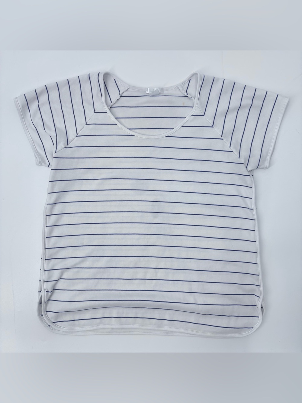 Lake White Blue Striped Short Sleeve Top & Cropped Pants PJ Set - Picture 2 of 14